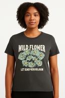 Charcoal Floral Printed T Shirt Charcoal-1
