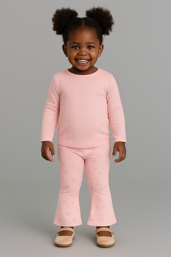 Oink Aaop Rib Leggings Pale Pink