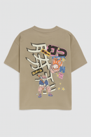 Beige Embroidery Back Print Oversize Tee-2