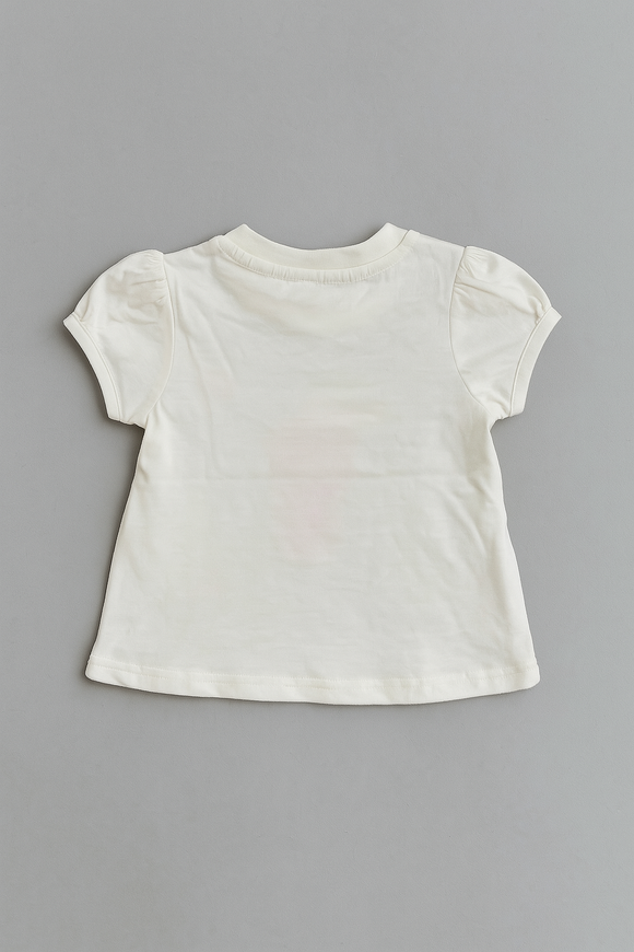 Ivory 3D Floral Placement Puff Sleeve Ivory