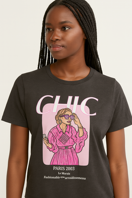 Charcoal Printed T Shirt Charcoal