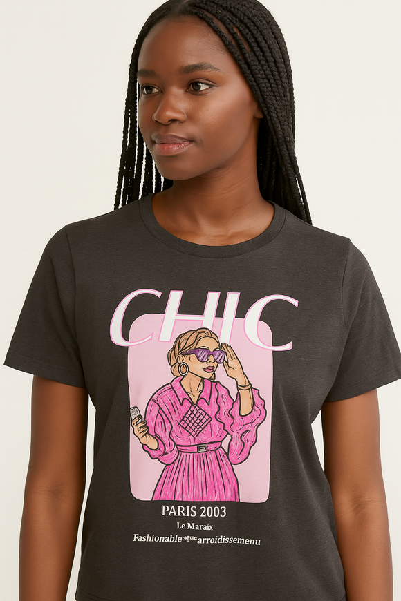 Charcoal Printed T Shirt Charcoal