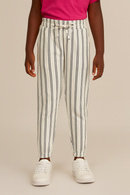 White Navy Stripes Knitted Pants Assorted-1