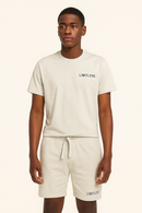 T Shirt And Pyjama Shorts Set Mid Grey-1