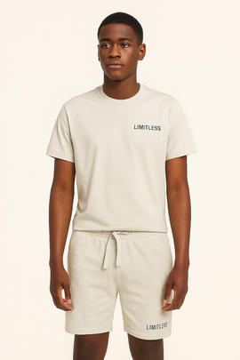 T Shirt And Pyjama Shorts Set Mid Grey