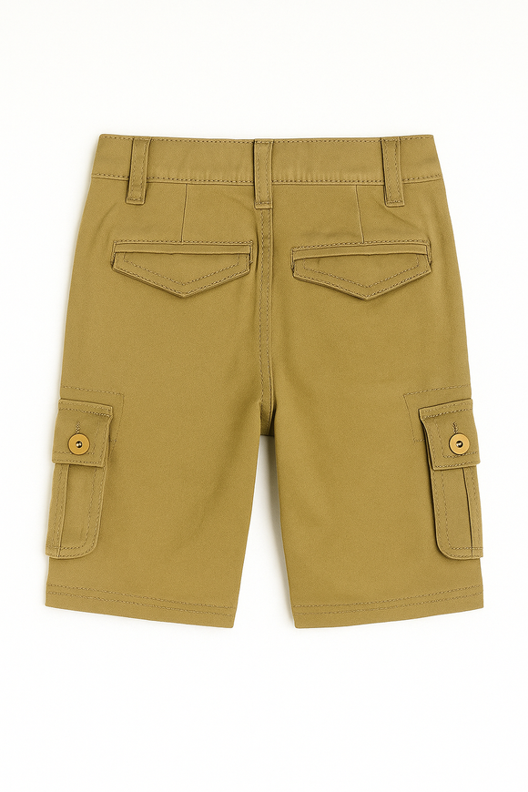 Yellow Cotton Spandex Twill Shorts W Cargo