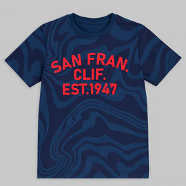 Blue Country Name Allover Print Tee Blue - 0