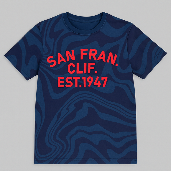 Blue Country Name Allover Print Tee Blue