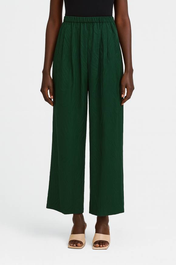 Green Satin Jacquard Trouser