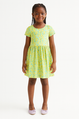 Yellow Floral Knitted Dress Assorted