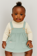 Blue Dungaree Dress With T Shirt Blue-1