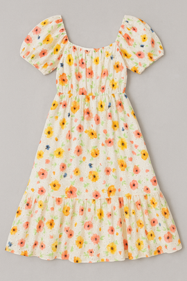 White Floral Chiffly Dress Assorted - 0