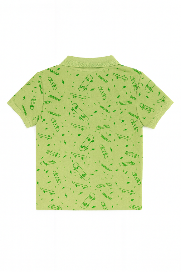 Sage Green Skate Aop Polo