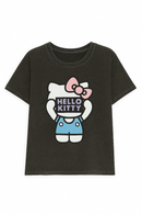 Acid Wash Hello Kitty Printed T Shirt-2