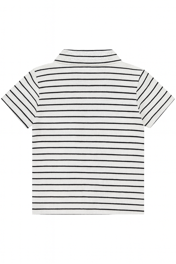 White And Navy Striped Jacquard Shirts