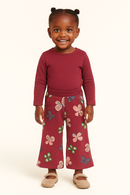 Burgundy Butterfly Allover Print Track Pants Burgundy-1