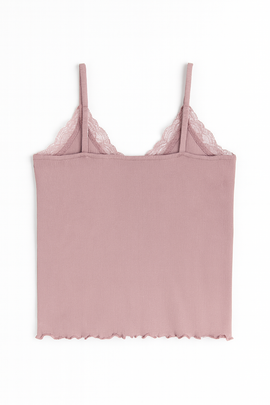 Mauve Strappy Lace Vest - 0