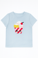 Blue Ice Cream Sequins At Chest T Shirt-2