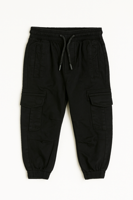 Black Cargo Pocket Ealsticated Waist Jogger Black - 0