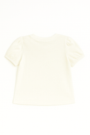 Ivory Bunny Placement Print Puff Sleeve-3