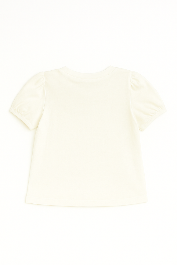 Ivory Bunny Placement Print Puff Sleeve