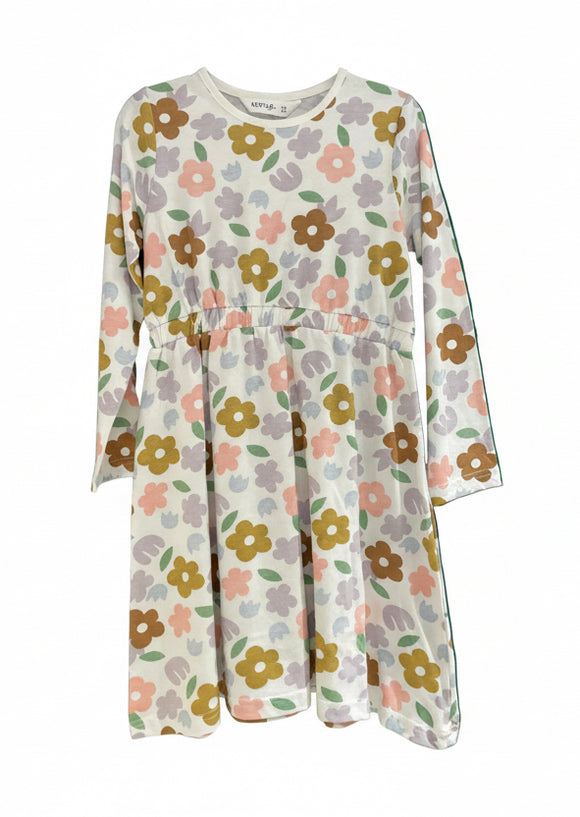 White L S Flower Aop Dress  White