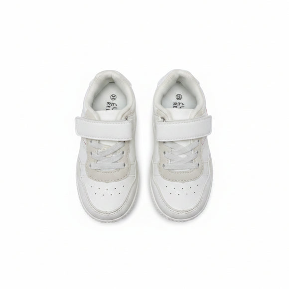 White Material Block Sneakers White S25