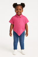 Cotton Slub Front Open Shirt With Knot-1