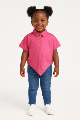 Cotton Slub Front Open Shirt With Knot