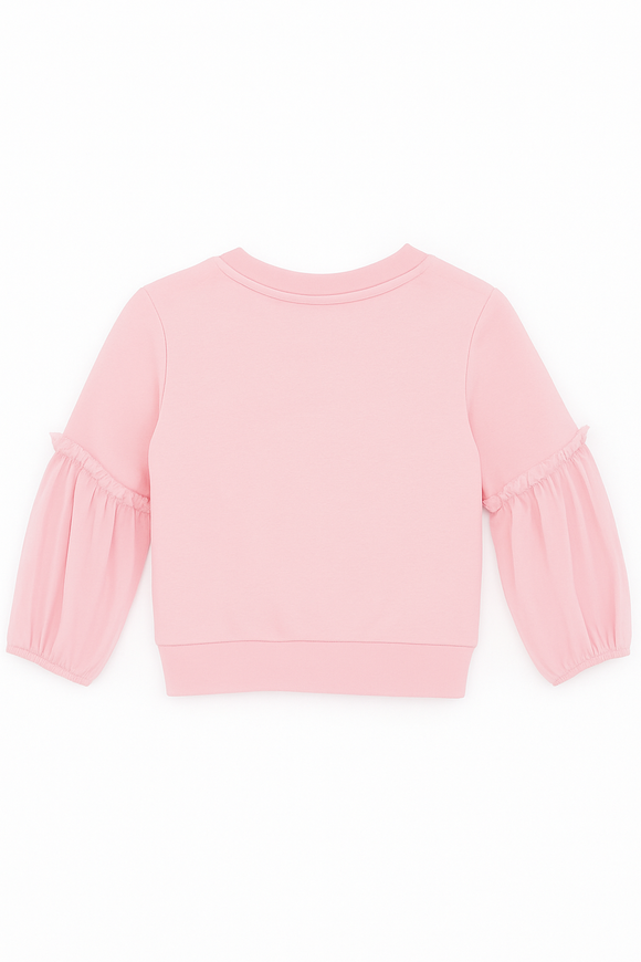 Mesh Slv With Placement Print Terry Top Pale Pink