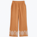 SANDSTONE EMBROIDERED WODE LEG TROUSERS-3