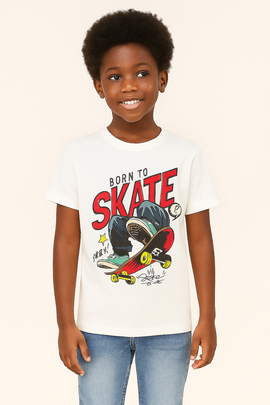 White Born To Skate S S Graphic Tee