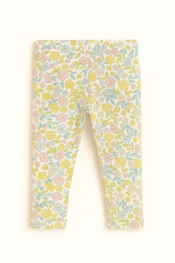 Ivory Floral All Over Print Leggings Ivory
