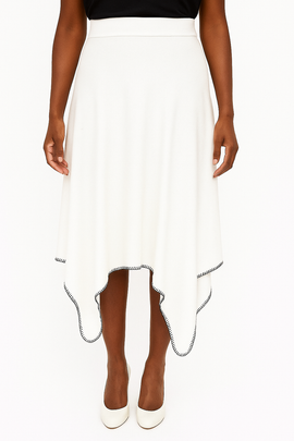 HANKY HEM CONTRAST SKIRT IVORY