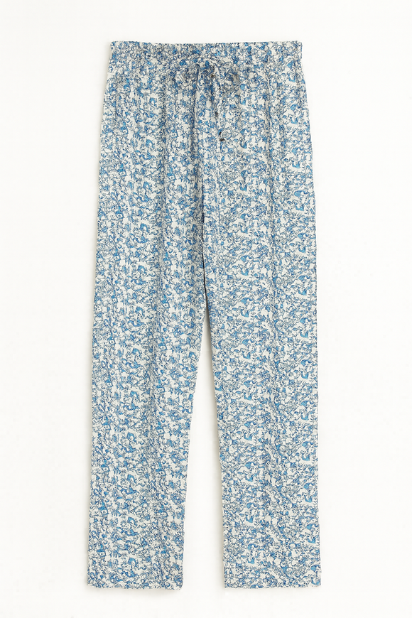 Brown Blue Floral Table Pyjama Set