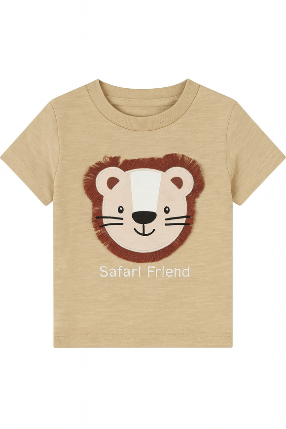 Beige Tiger Applique Tshirt