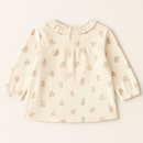 Cream Allover Print Long Sleeve Collared Blouse Cream-3