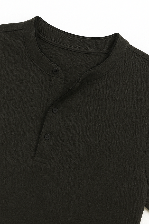 Mandrain Collar Polo Shirt Charcoal