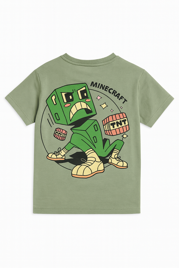 Boys Junior Minecraft Green T Shirt
