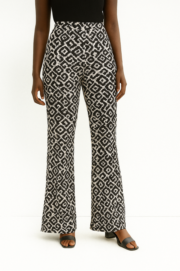 Printed Plisse Wide Leg Pant