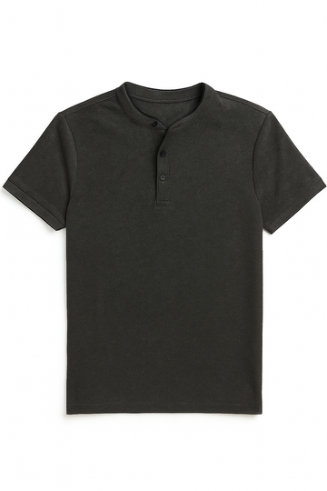 Mandrain Collar Polo Shirt Charcoal - 0