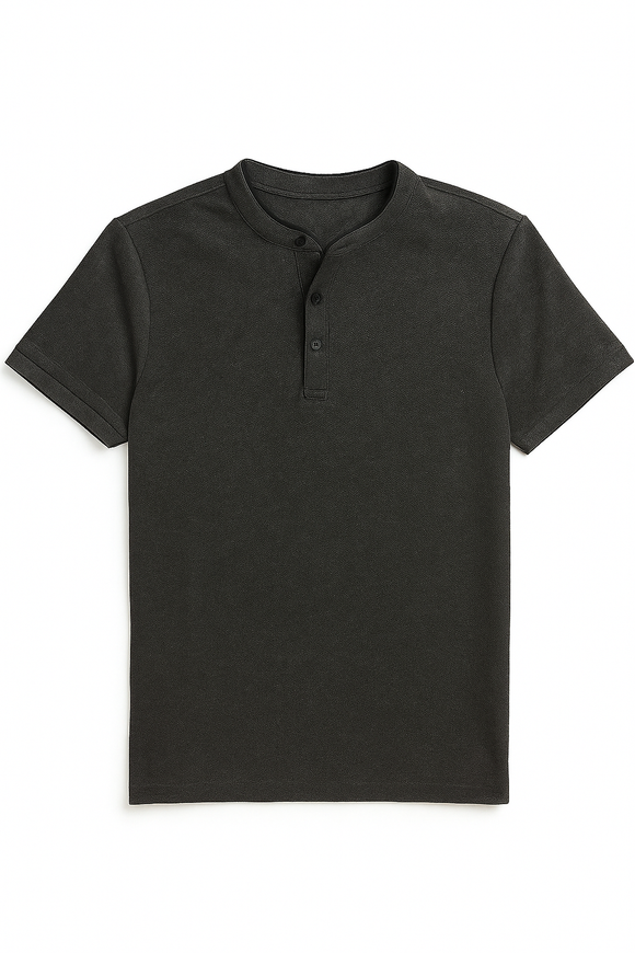 Mandrain Collar Polo Shirt Charcoal
