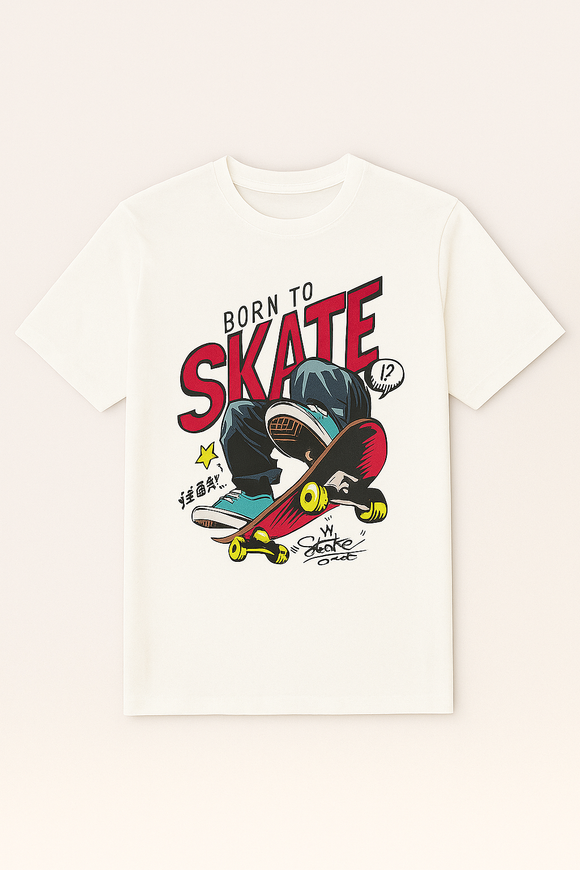 White Born To Skate S S Graphic Tee