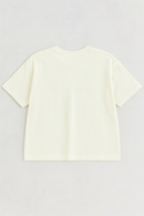 Cream Bow Print Oversize T Shirts White-3