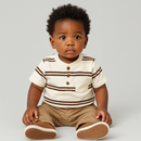 White And Brown Striped Yd Henley Tshirt-1