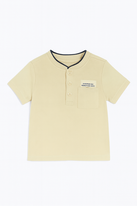 Beige Mandarin Pique Polo