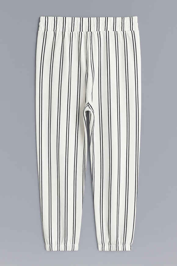 White Navy Stripes Knitted Pants Assorted