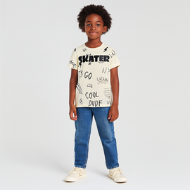 Cream Skater Allover Print Tee Cream