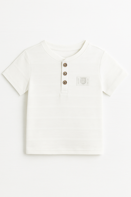 White Henley Jaquard irt White - 0