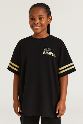 Black  Drop Shoulder T Shirt